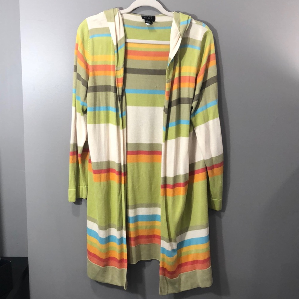 Sigrid Olsen PL striped hooded duster sweater